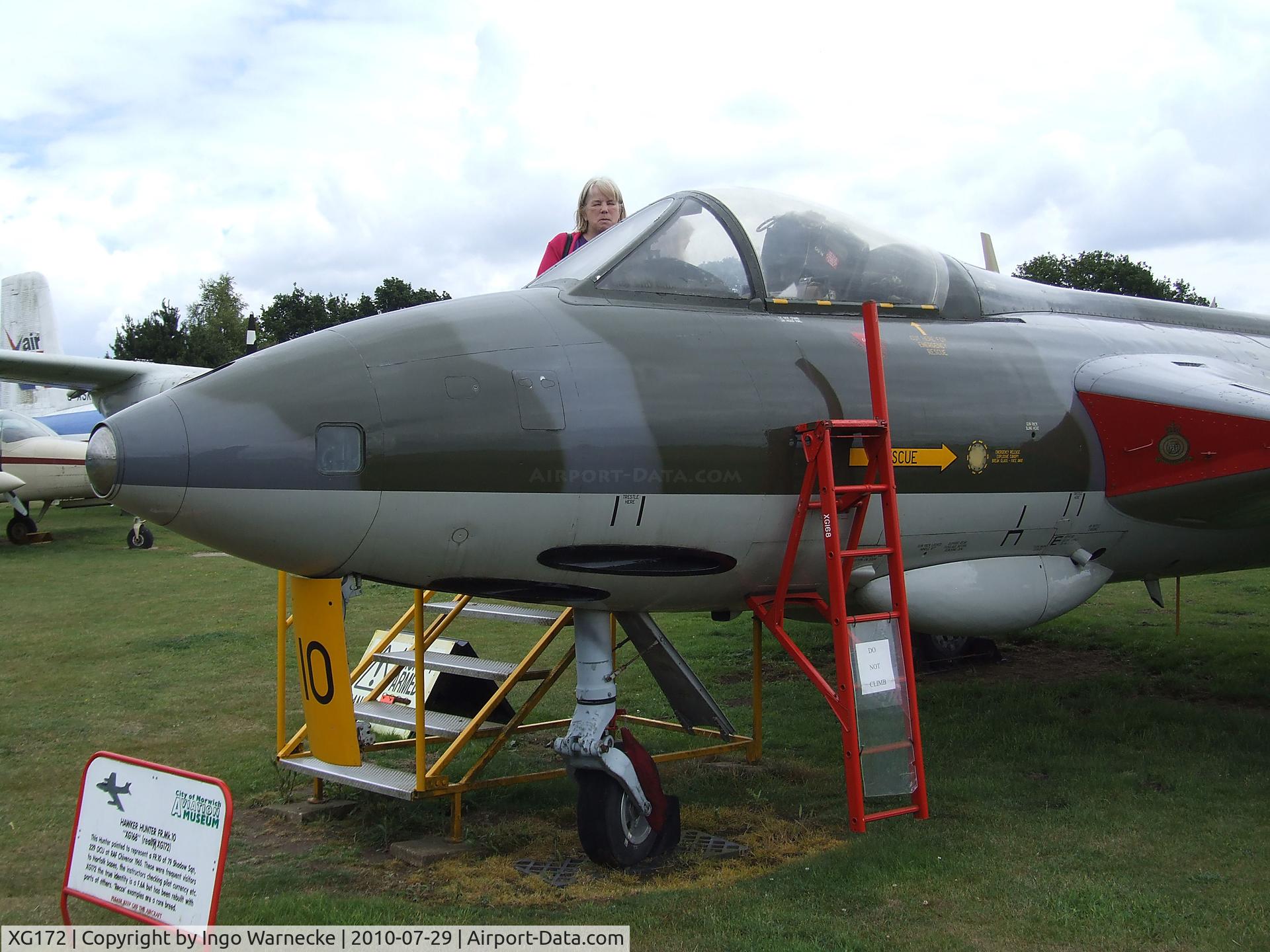XG172, Hawker Hunter F.6A C/N 41H/680009, Hawker Hunter F6A (painted and marked as XG168) at the City of Norwich Aviation Museum