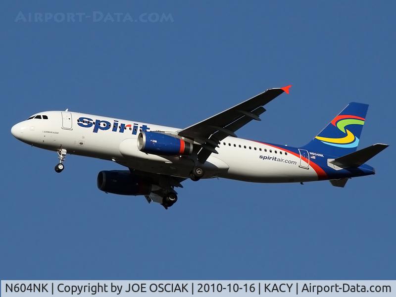 N604NK, 2010 Airbus A320-232 C/N 4431, Arriving @ ACY