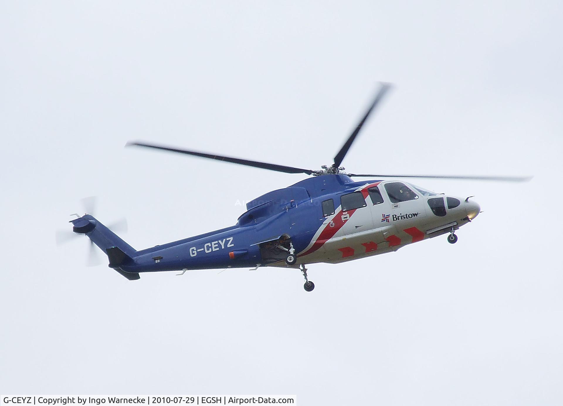 G-CEYZ, 2007 Sikorsky S-76C C/N 760669, Sikorsky S-76C of Bristow taking of from Norwich airport
