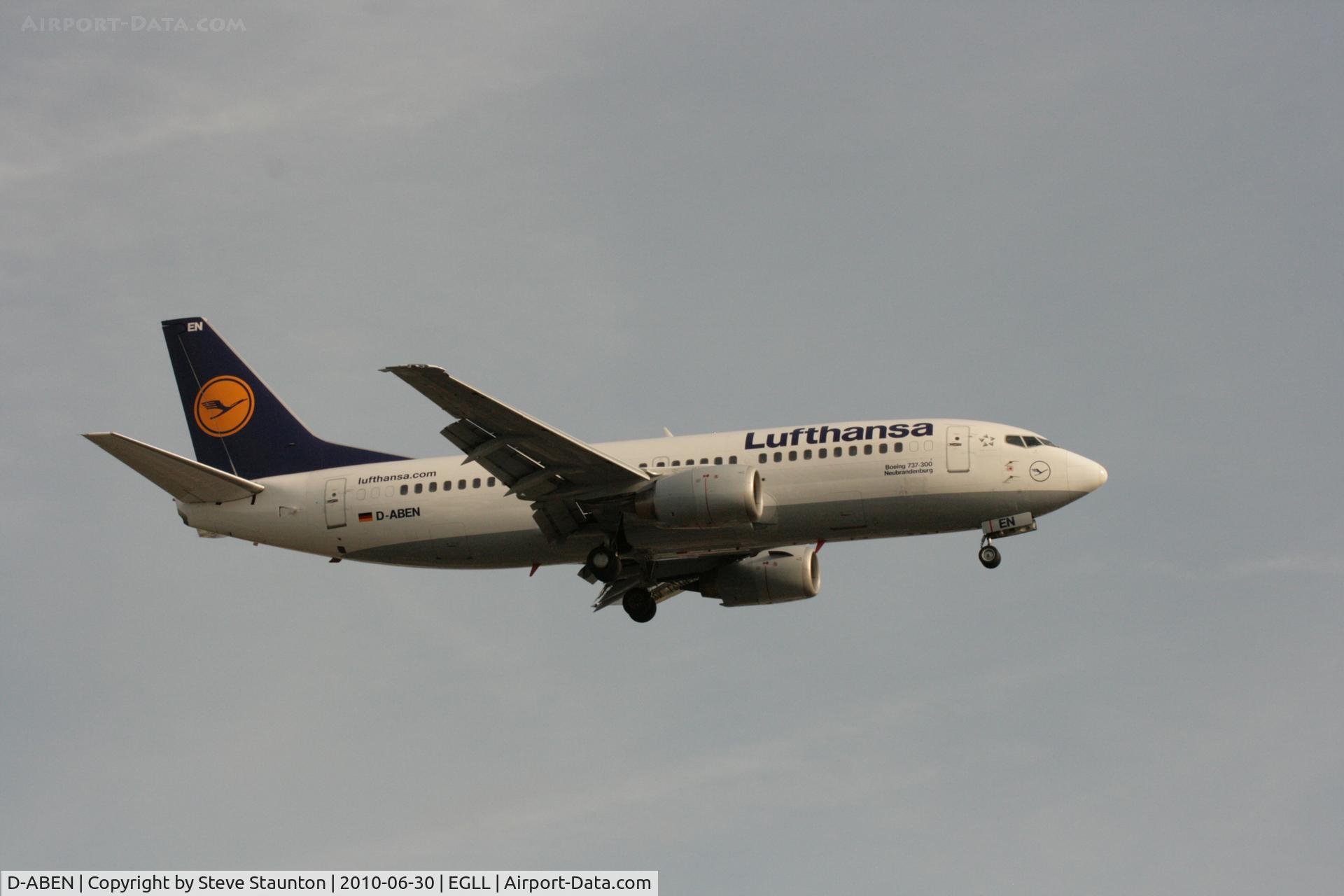 D-ABEN, 1991 Boeing 737-330 C/N 26428, Taken at Heathrow Airport, June 2010