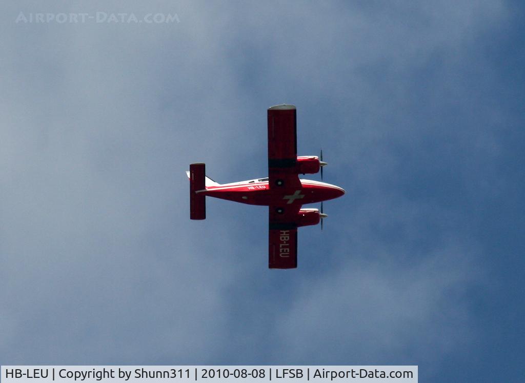 HB-LEU, 1973 Piper PA-34-200 Seneca C/N 34-7450076, Passing above the airport...