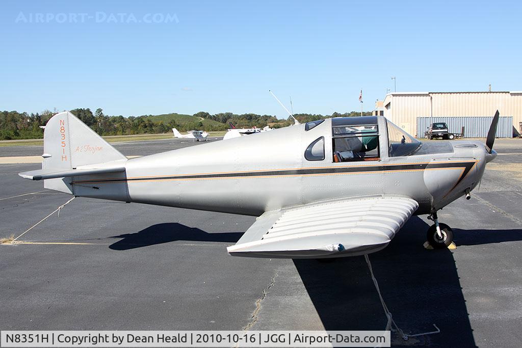 N8351H, 1950 Emigh TROJAN A-2 C/N 54, 1950 Emigh Trojan A-2 N8351H parked on the ramp at Williamsburg-Jamestown Airport. This aircraft is number 54 of a total of less than 60 built.