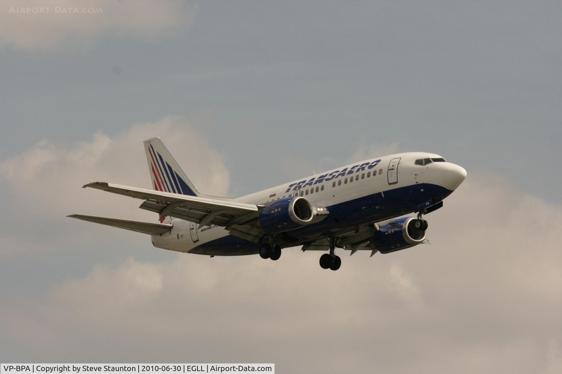 VP-BPA, 1991 Boeing 737-5K5 C/N 25037, Taken at Heathrow Airport, June 2010