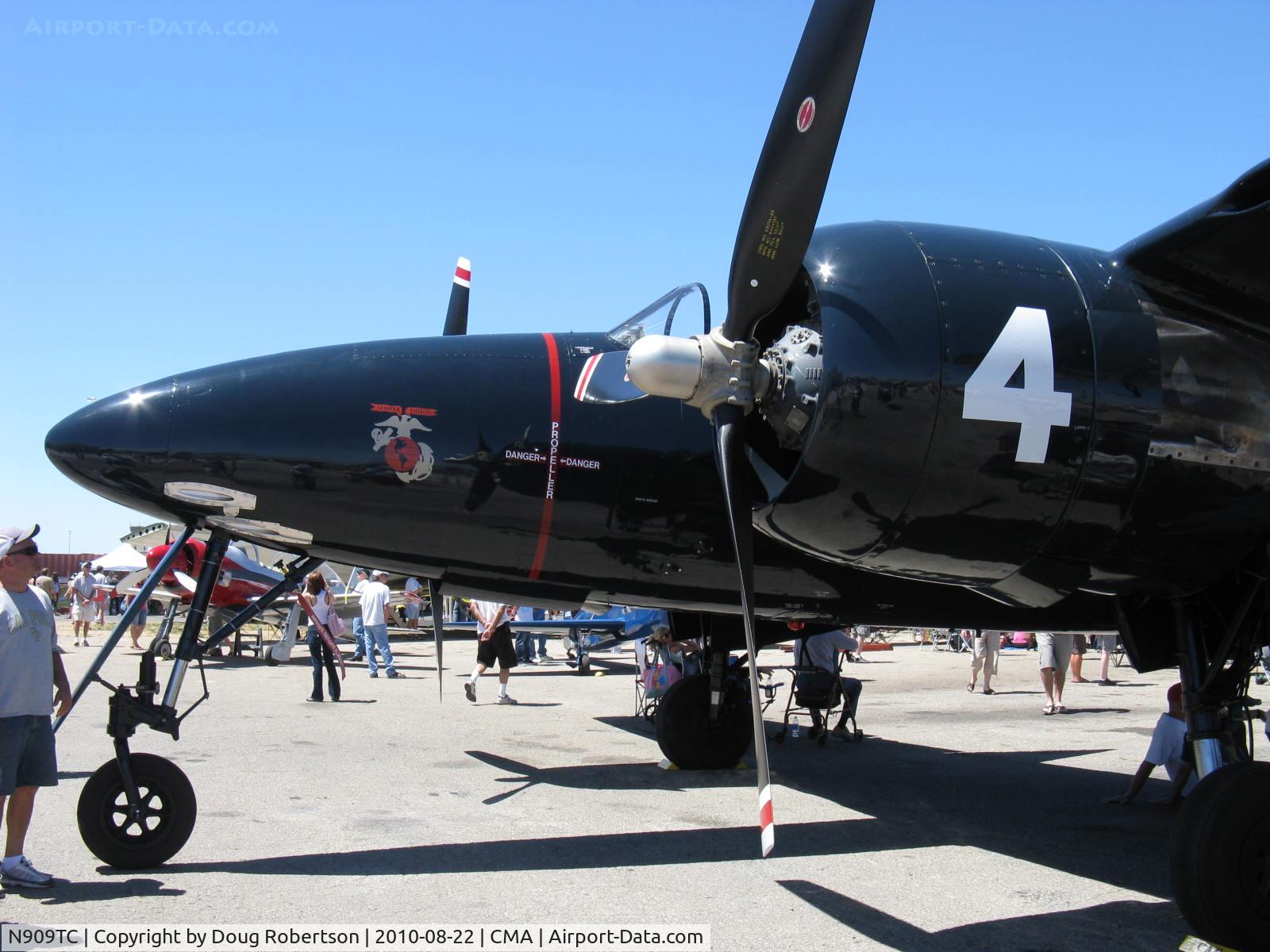 N909TC, 1945 Grumman F7F-3P Tigercat C/N 80425, 1945 Grumman F7F-3P TIGERCAT, two P&W R2800-34 Double Wasps 2,100 Hp each, Marine Corps logo, nose gunports of this nightfighter