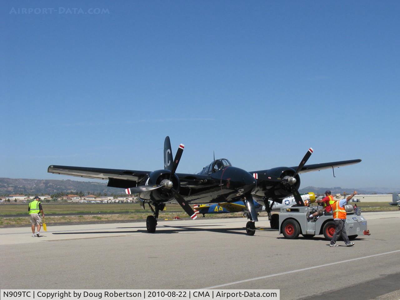 N909TC, 1945 Grumman F7F-3P Tigercat C/N 80425, 1945 Grumman F7F-3P TIGERCAT, two P&W R2800-34 Double Wasps 2,100 Hp each, pushback