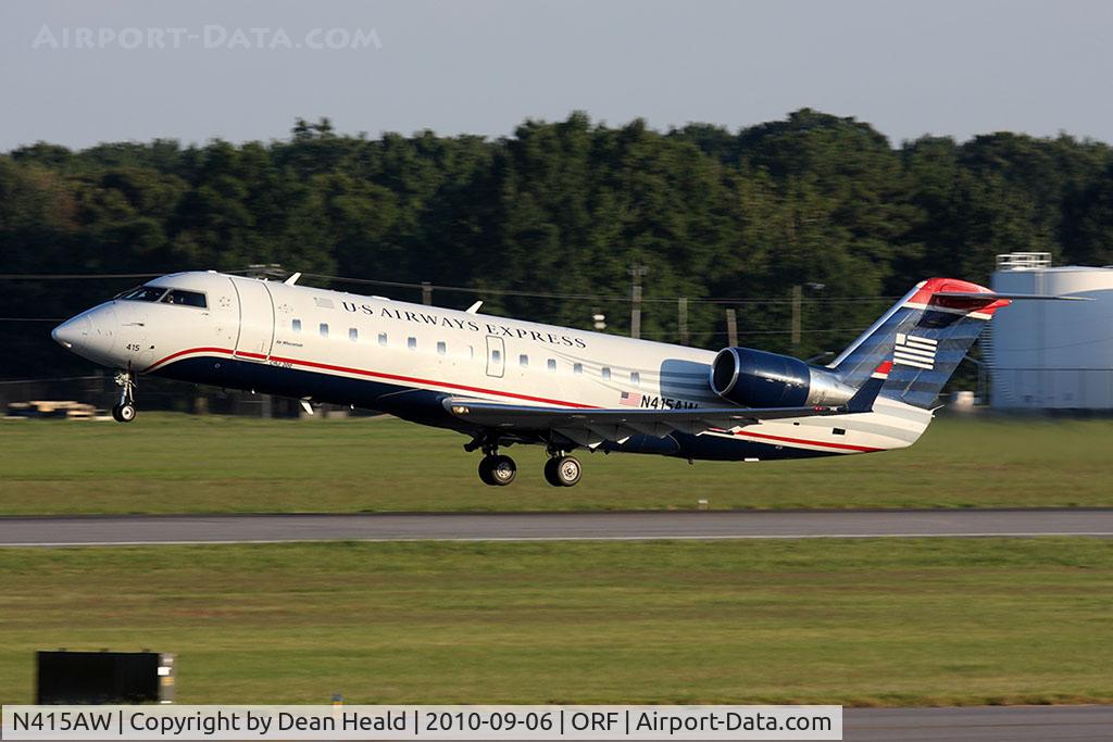 N415AW, 2001 Bombardier CRJ-200LR (CL-600-2B19) C/N 7593, US Airways Express (Air Wisconsin) N415AW departing RWY 5.
