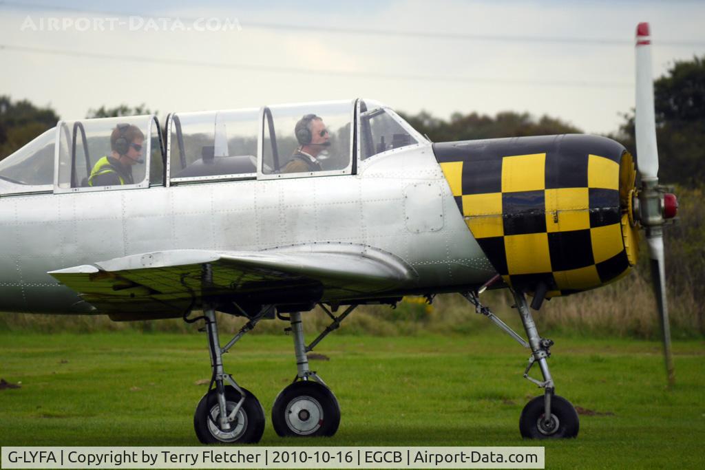 G-LYFA, 1982 Yakovlev Yak-52 C/N 822608, 1982 Intreprinderea De Avioane Bacau YAK-52, c/n: 822608 prepares to depart Barton