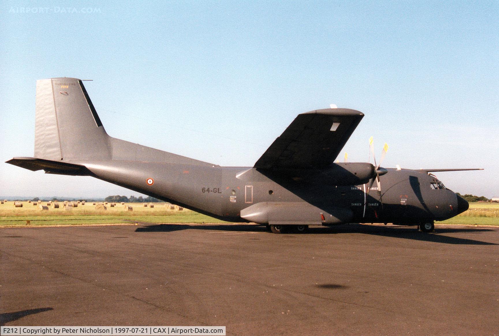 F212, Transall C-160NG C/N 215, Transall C.160NG, callsign COTAM 1462, of ET-64 on deployment to Carlisle for an exercise in the Summer of 1997.