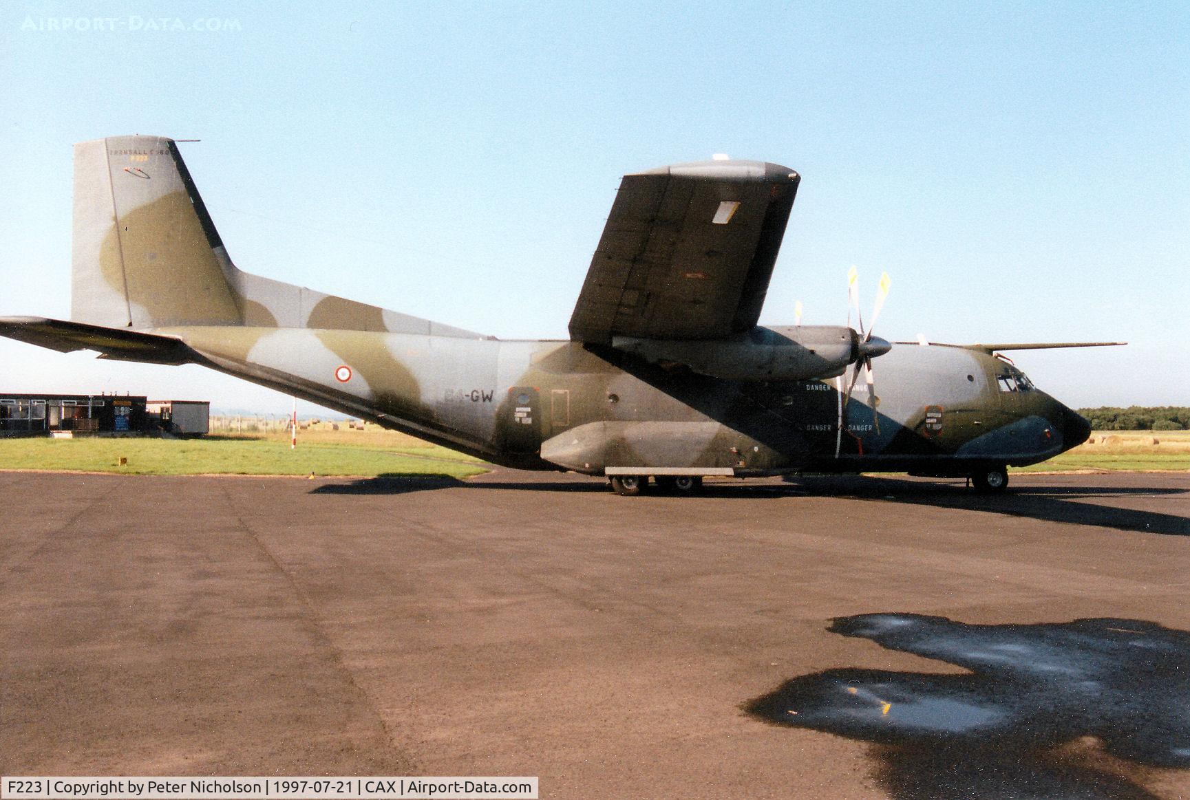 F223, 1985 Transall C-160NG C/N 223, Transall C.160NG, callsign COTAM 1463, of ET-64 on deployment to Carlisle for an exercise in the Summer of 1997.