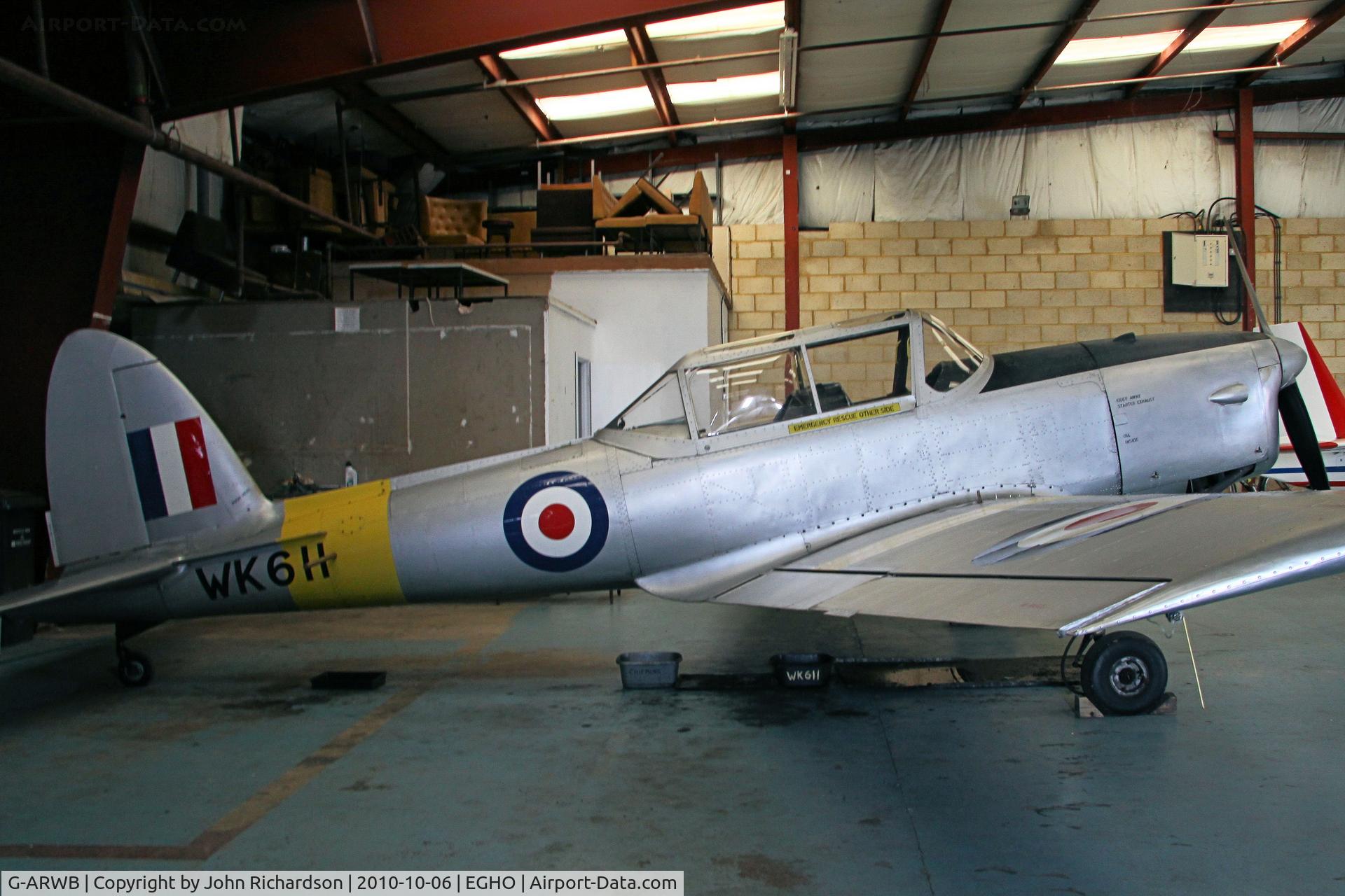 G-ARWB, 1952 De Havilland DHC-1 Chipmunk 22A C/N C1/0621, In Hangar at Thruxton