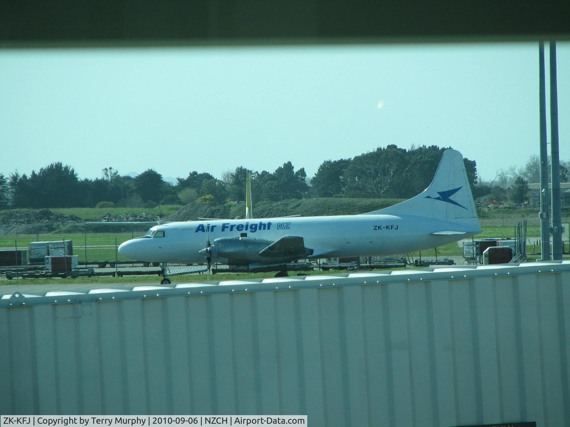 ZK-KFJ, Convair 580/F C/N 114, Taken at Christchurch International Airport 0n September 6, 2010 during earthquake aftershocks.