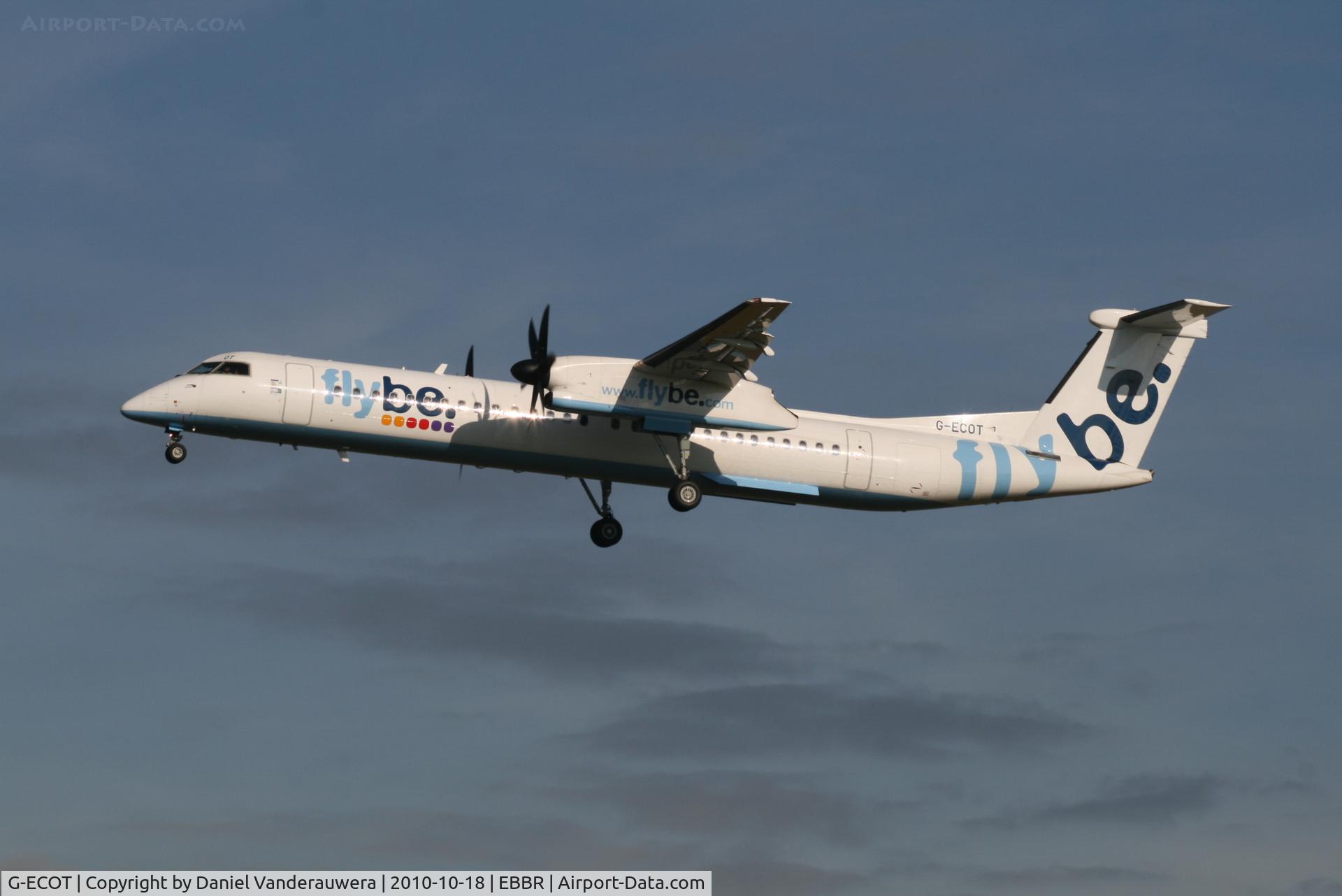 G-ECOT, 2009 De Havilland Canada DHC-8-402Q Dash 8 C/N 4251, Arrival of flight BE593 to RWY 25L