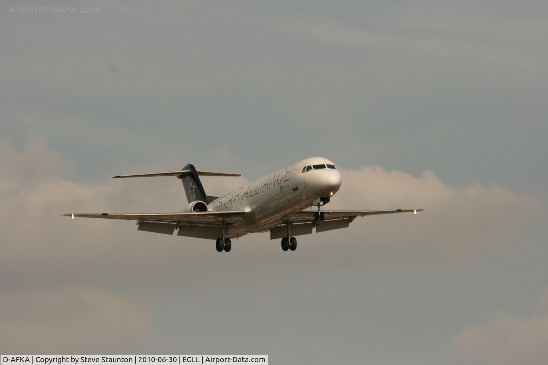 D-AFKA, 1994 Fokker 100 (F-28-0100) C/N 11517, Taken at Heathrow Airport, June 2010