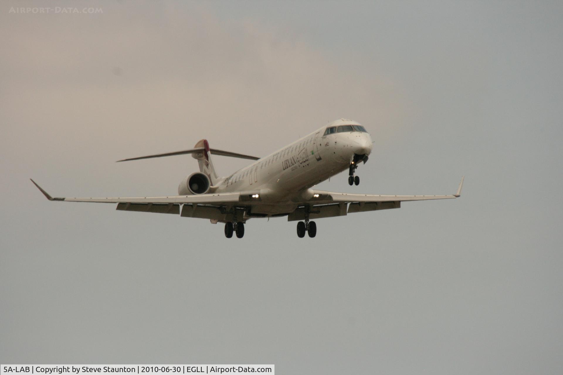 5A-LAB, 2007 Bombardier CRJ-900ER (CL-600-2D24) C/N 15121, Taken at Heathrow Airport, June 2010