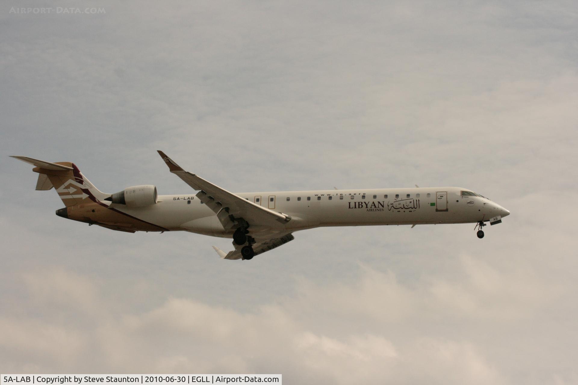 5A-LAB, 2007 Bombardier CRJ-900ER (CL-600-2D24) C/N 15121, Taken at Heathrow Airport, June 2010