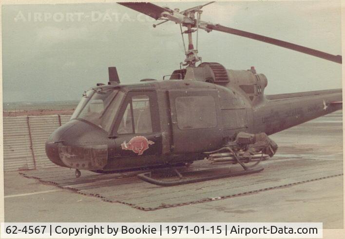 62-4567, 1962 Bell UH-1B Iroquois C/N 627, I flew this B model in Viet Nam with the 120th AHC's Razorbacks.  We flew it out of the Nha Be navy base along side the Seawolves.