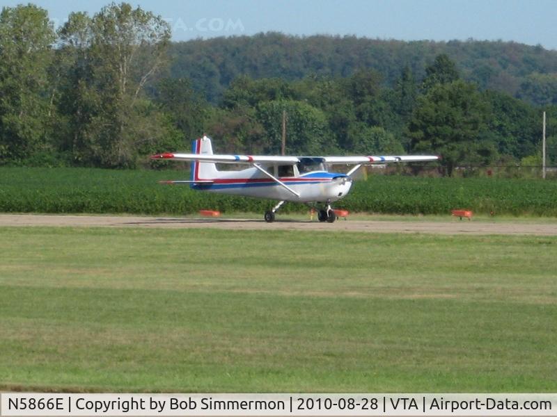 N5866E, 1959 Cessna 150 C/N 17366, Arriving at the Newark, Ohio breakfast fly-in.