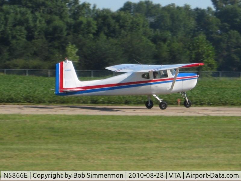 N5866E, 1959 Cessna 150 C/N 17366, Arriving at the Newark, Ohio breakfast fly-in.