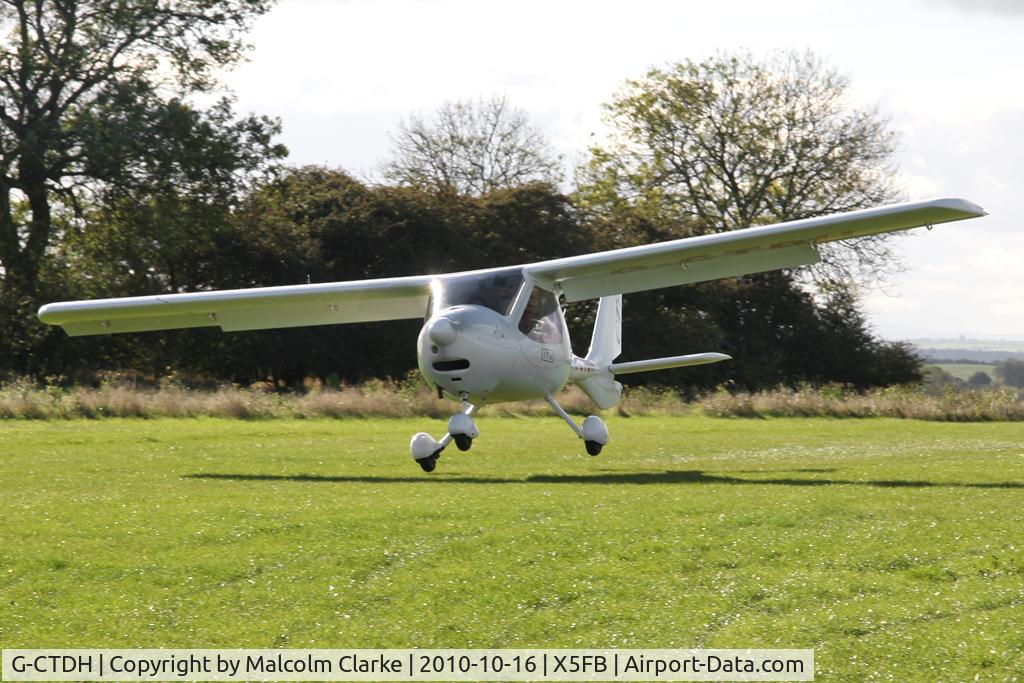 G-CTDH, 2003 Flight Design CT2K C/N 7939, Flight Design CT2K landing at Fishburn Airfield, October 2010.