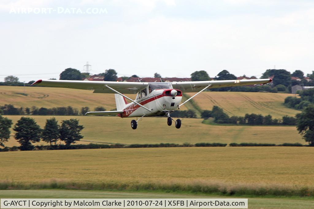 G-AYCT, 1970 Reims F172H Skyhawk C/N 0724, Reims F172H Skyhawk takes off from Fishburn Airfield, July 2010.