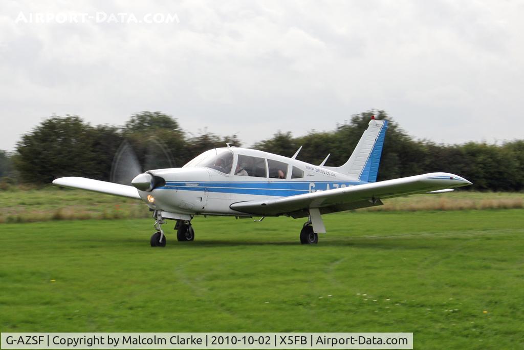 G-AZSF, 1972 Piper PA-28R-200-2 Cherokee Arrow II C/N 28R-7235048, Piper PA-28R-200-2 Cherokee Arrow ll on a take-off run from 08 at Fishburn Airfield, October 2010.
