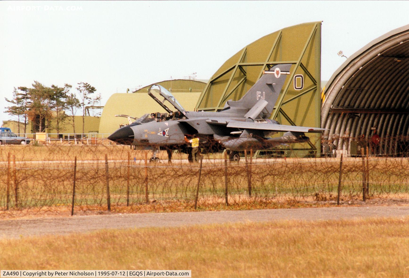 ZA490, 1983 Panavia Tornado GR.1B C/N 305/BS106/3142, Tornado GR.1B of 12 Squadron seen at RAF Lossiemouth in the Summer of 1995.