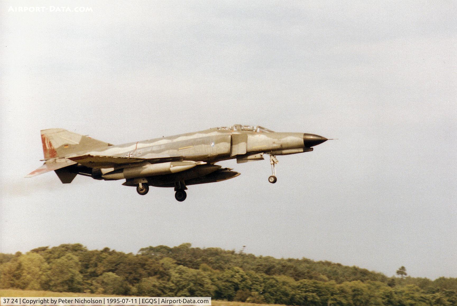 37 24, 1972 McDonnell Douglas F-4F Phantom II C/N 4405, F-4F Phantom of JBG-36 German Air Force landing on Runway 05 at RAF Lossiemouth in the Summer of 1995.