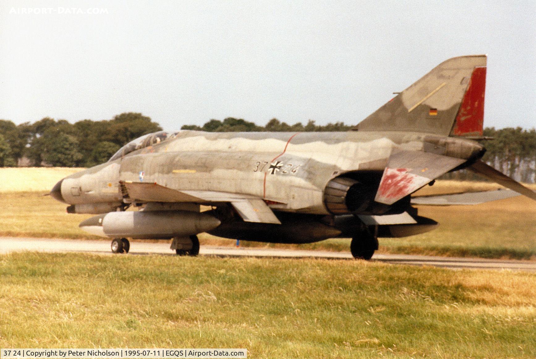 37 24, 1972 McDonnell Douglas F-4F Phantom II C/N 4405, F-4F Phantom of JG-73 German Air Force awaiting clearance to join Runway 05 at RAF Lossiemouth in the Summer of 1995.