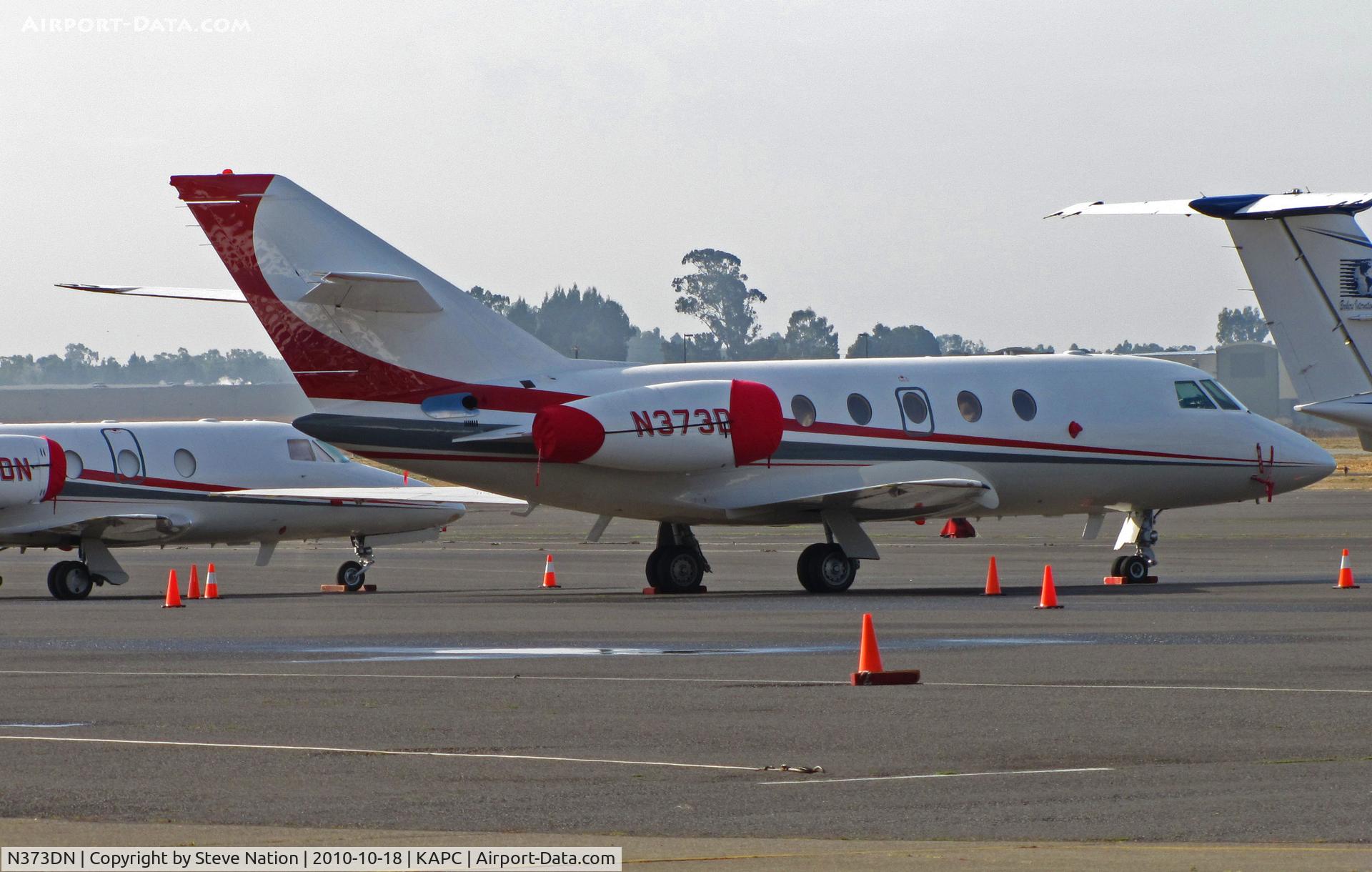 N373DN, 1975 Dassault Fan Jet Falcon (20F) C/N 324, Thirty-something Falcon 20 of American Equity Investment Partners on bizjet ramp @ Napa, CA