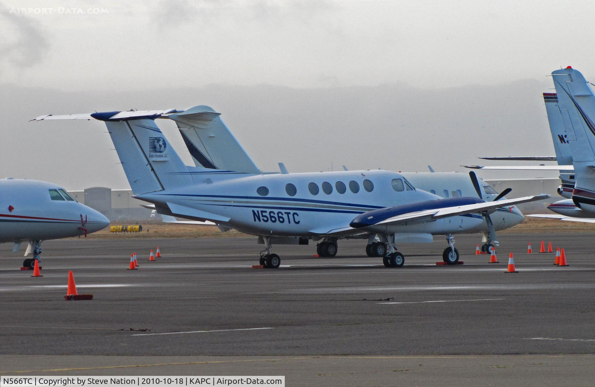 N566TC, 1983 Beech B200 Super King Air King Air C/N BB-1145, Brokers International (Panora, IA) 1993 King Air B200 on foggy bizjet ramp @ Napa, CA