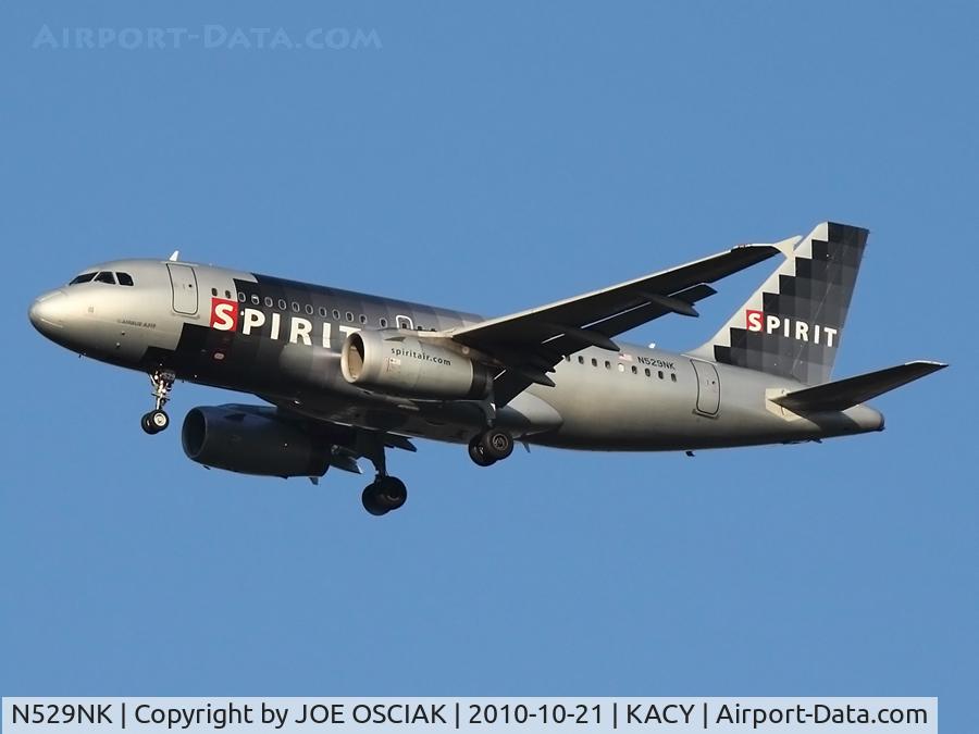 N529NK, 2007 Airbus A319-132 C/N 3007, Arriving @ KACY