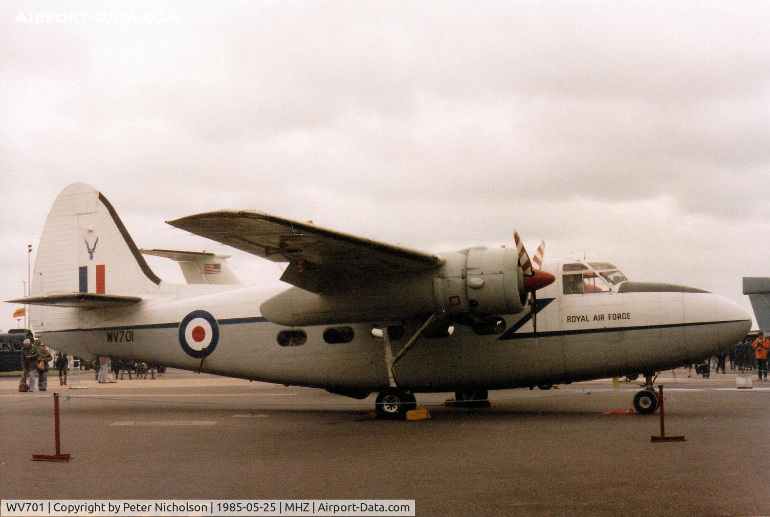 WV701, 1953 Hunting Percival P-66 Pembroke C1 C/N PAC/66/04, Pembroke C.1 of 60 Squadron at RAF Wildenrath on display at the 1985 RAF Mildenhall Air Fete.