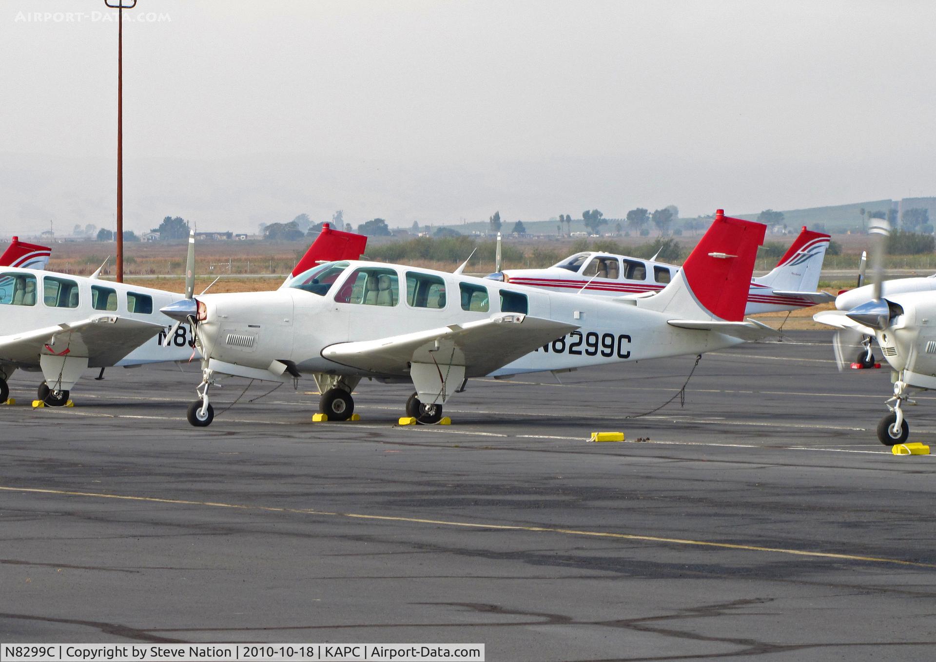 N8299C, 1992 Beech A36 Bonanza 36 C/N E-2766, 1992 Beech A36 on IASCO ramp @ Napa, CA with JAL/Japan Airlines titles painted over (JAL closed their US training program in October 2010)