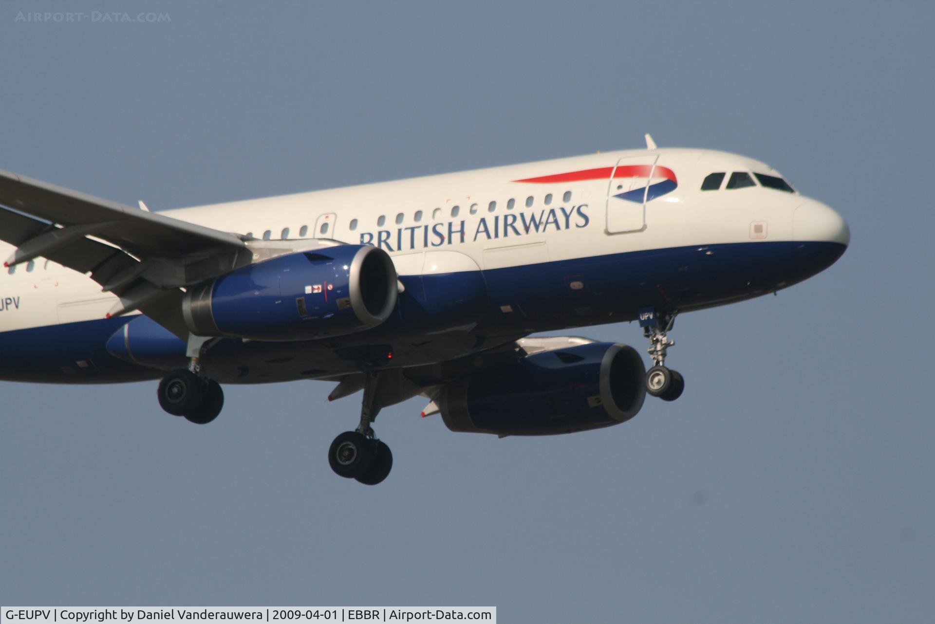 G-EUPV, 2001 Airbus A319-131 C/N 1423, Arrival of flight BA392 to RWY 02