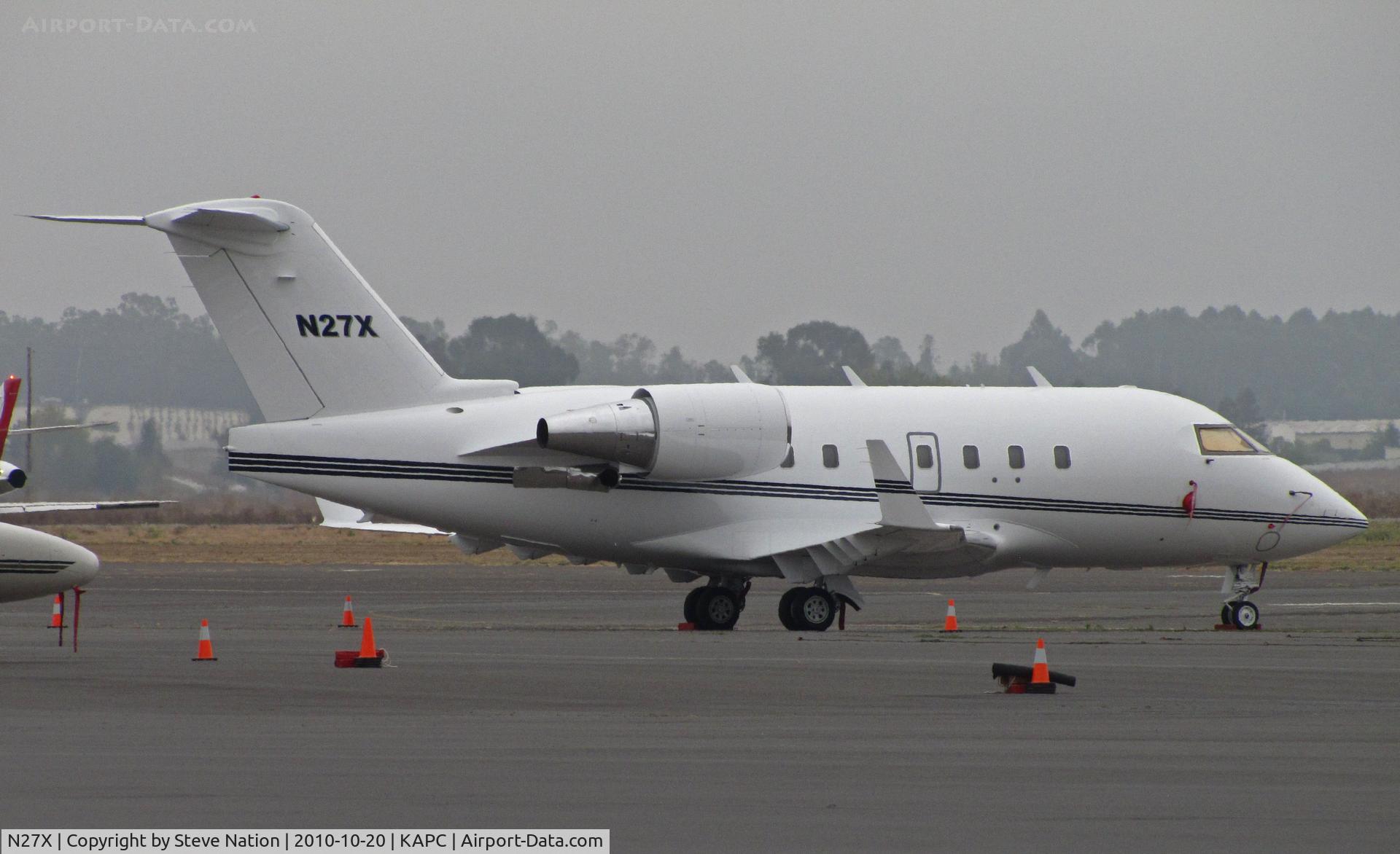 N27X, 1996 Canadair Challenger 604 (CL-600-2B16) C/N 5319, Rainier Aviation 1996 Challenger CL-600-2B16 on bizjet ramp at Napa, CA