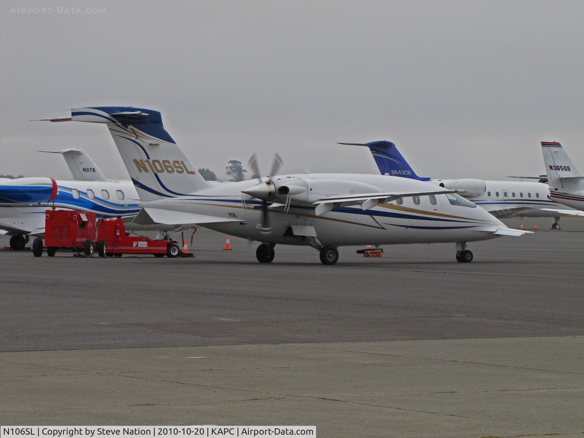 N106SL, 2003 Piaggio P-180 Avanti C/N 1070, Avantair 2003 Piaggio P180 props turning at Napa, CA for flight to KLAS