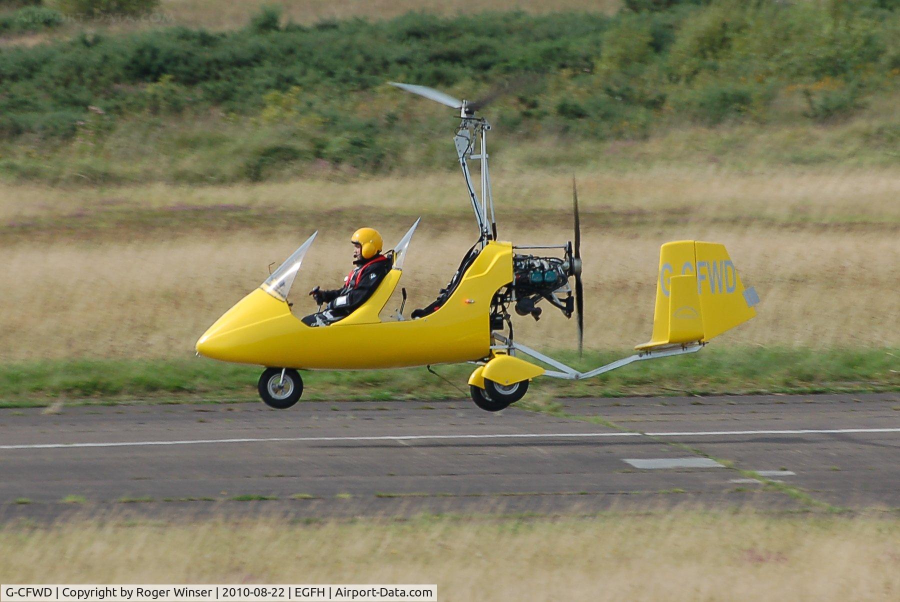 G-CFWD, 2009 Rotorsport UK MTOsport C/N RSUK/MTOS/006, Resident autogyro departing Runway 22