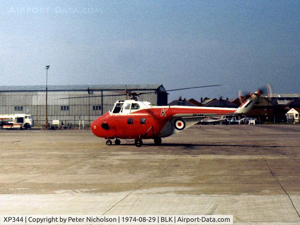 XP344, 1962 Westland Whirlwind HAR.10 C/N WA360, Whirlwind HAR.10 of the Central Flying School visiting Blackpool in the Summer of 1974.