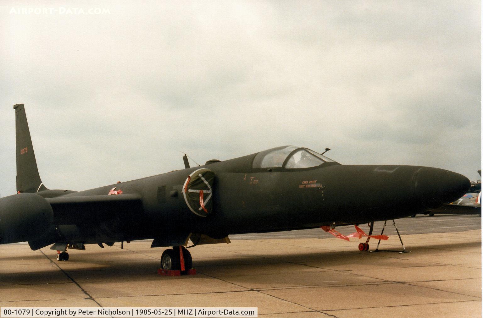 80-1079, 1980 Lockheed U-2S (TR-1A) C/N 079, TR-1A of 17th Reconnaissance Wing at RAF Alconbury on display at the 1985 RAF Mildenhall Air Fete.