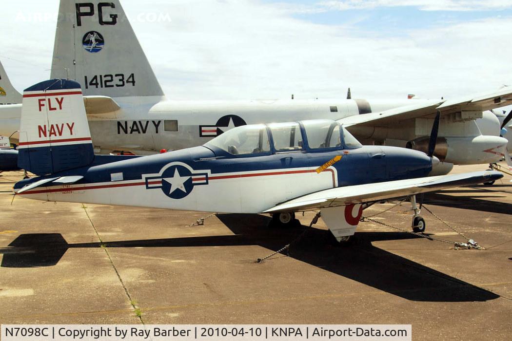 N7098C, 1956 Beech D-45 (T-34B) Mentor C/N BG-263, Beech T-34B Mentor [BG-263] Pensacola NAS~N 10/04/2010. Civil registration not worn when this shot was taken although registered as such.