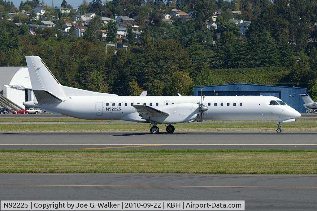 N92225, 1995 Saab 2000 C/N 2000-028, Usually found in the southern United States, this aircraft, made an unusual visit to KBFI.