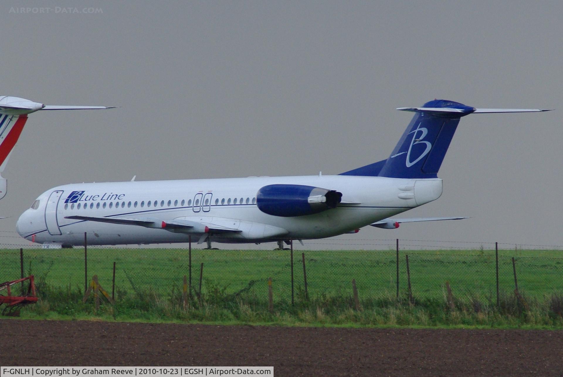 F-GNLH, 1991 Fokker 100 (F-28-0100) C/N 11311, Parked at Norwich.