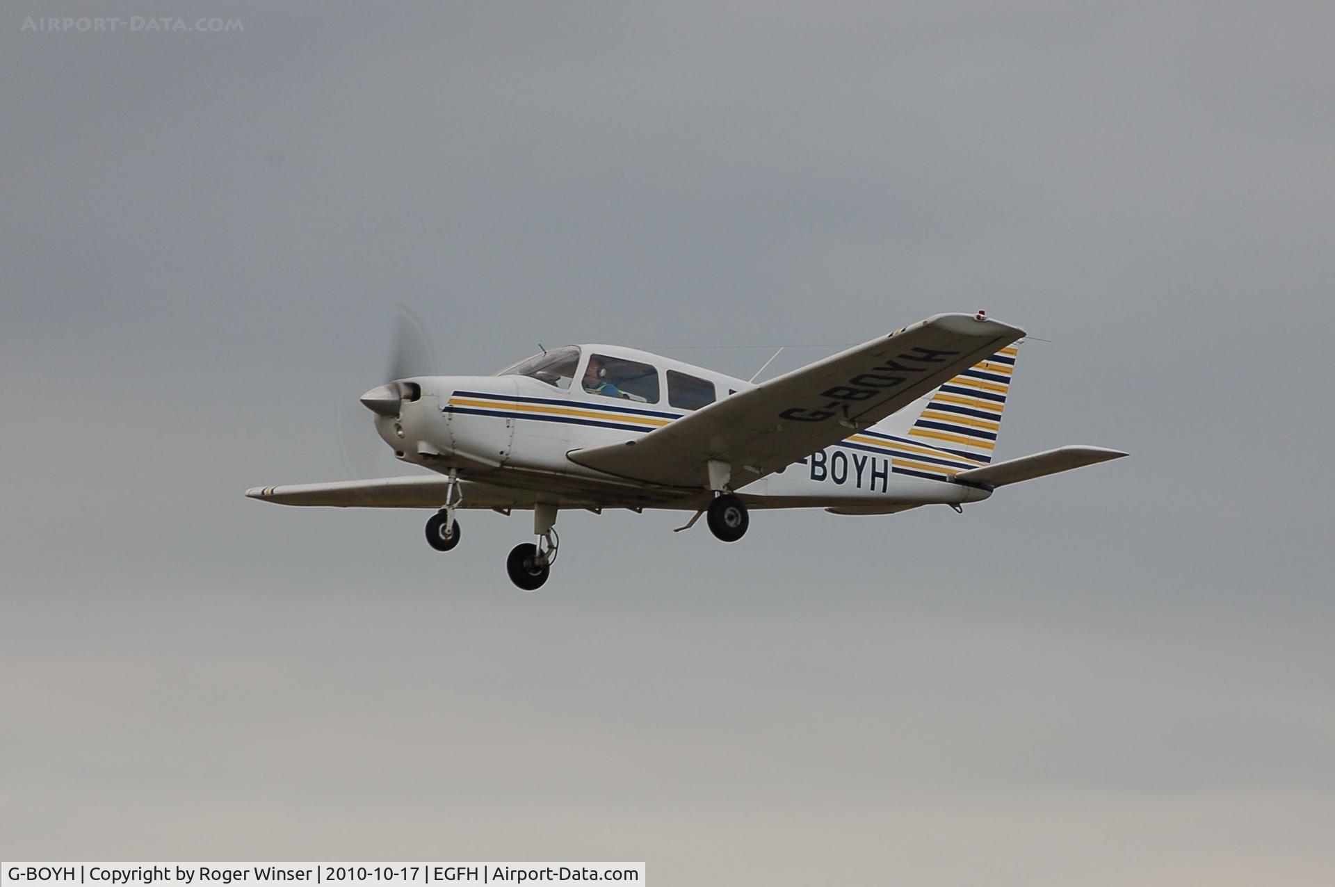 G-BOYH, 1977 Piper PA-28-151 Cherokee Warrior C/N 28-7715290, Visiting Piper Cherokee Warrior departing Runway 22