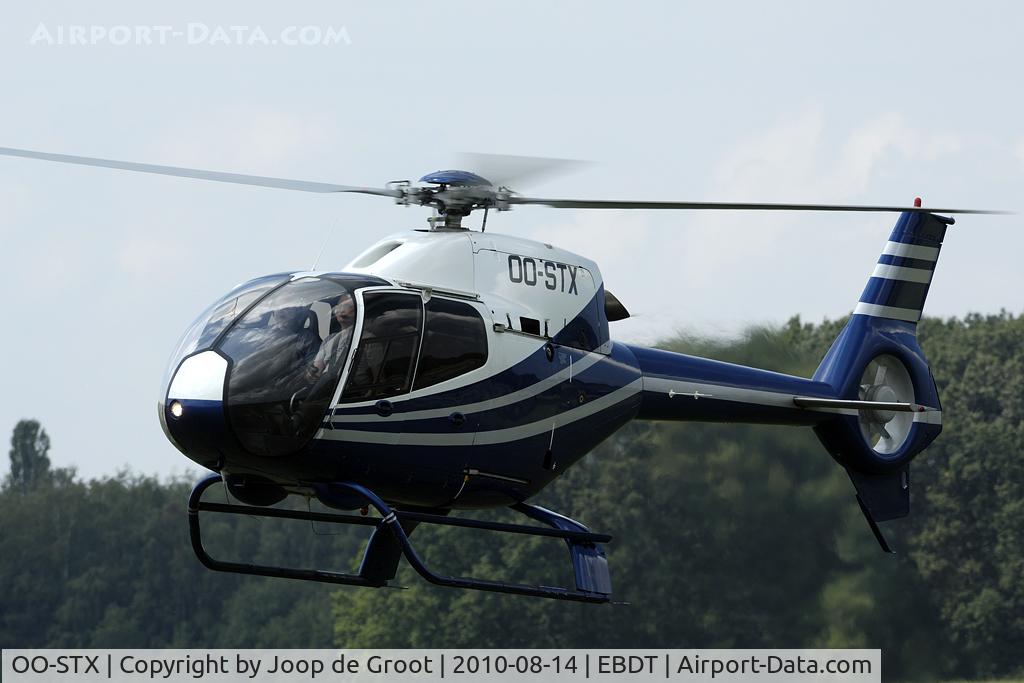 OO-STX, 2004 Eurocopter EC-120B Colibri C/N 1386, arrival at the oldtimer fly-in.