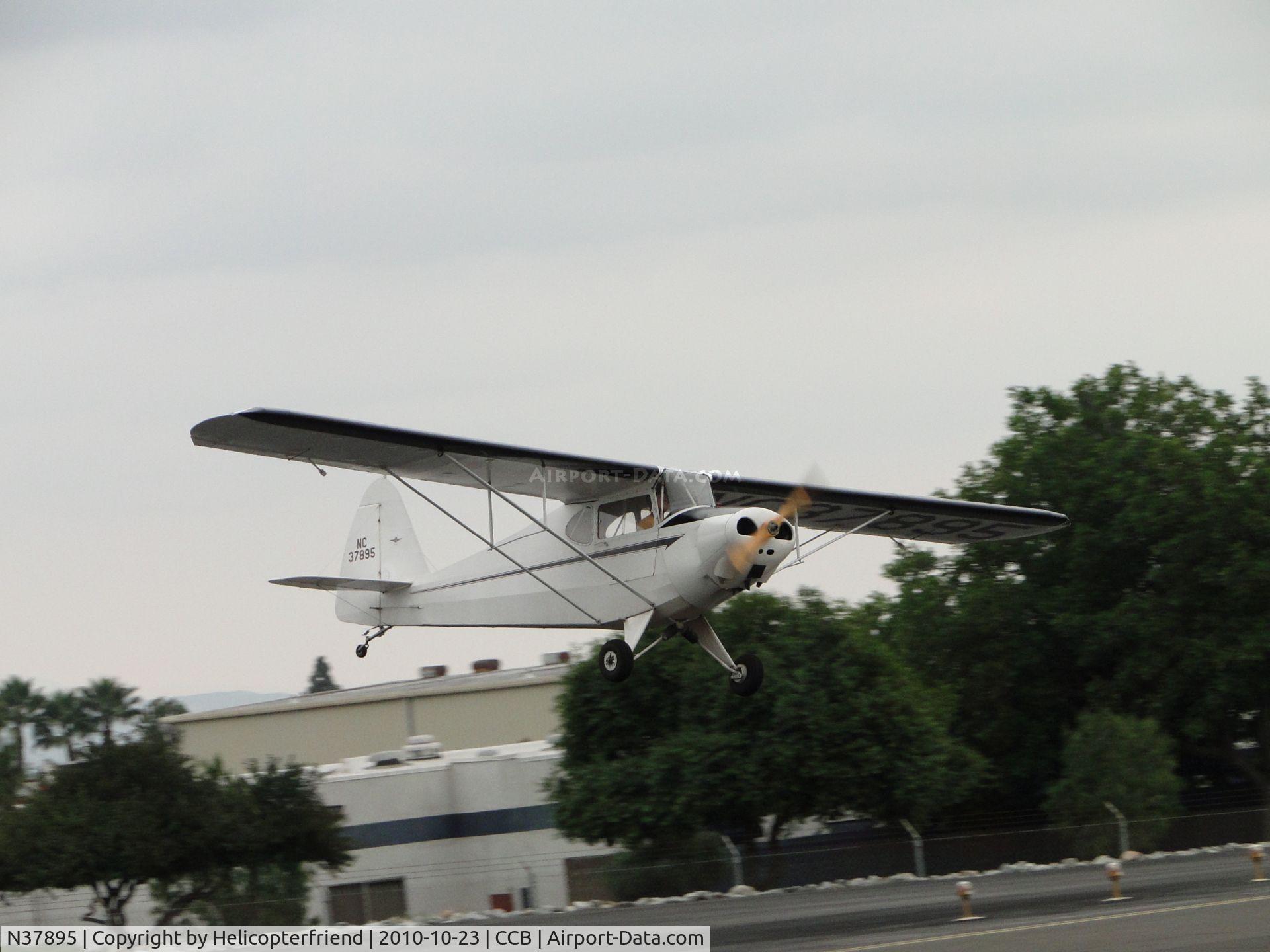 N37895, 1941 Porterfield CP-65 C/N 1025, Preparing to touchdown on runway 24