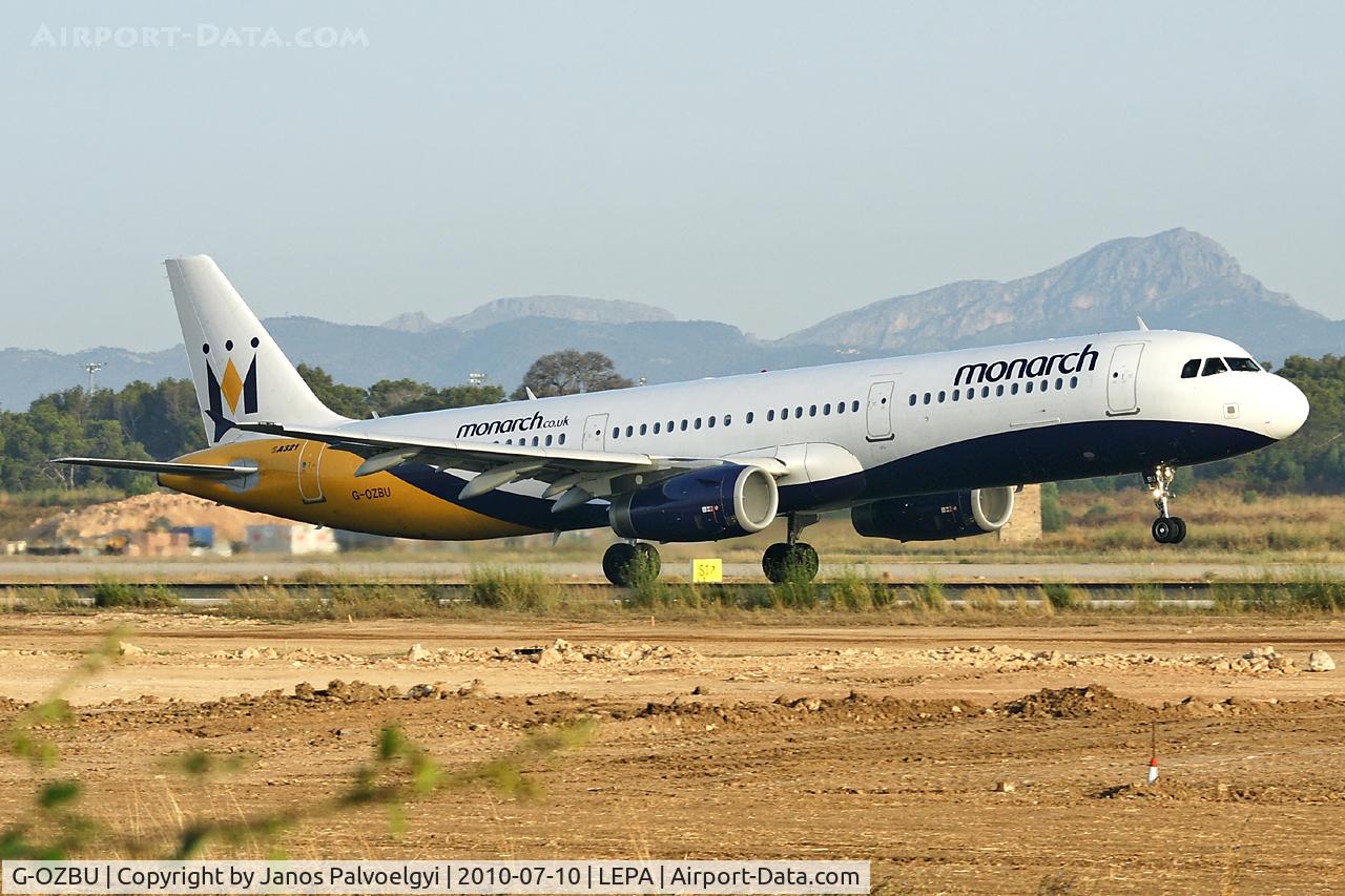 G-OZBU, 2008 Airbus A321-231 C/N 3575, Monarch Airlines Airbus A321-231 take-off in PMI/LEPA