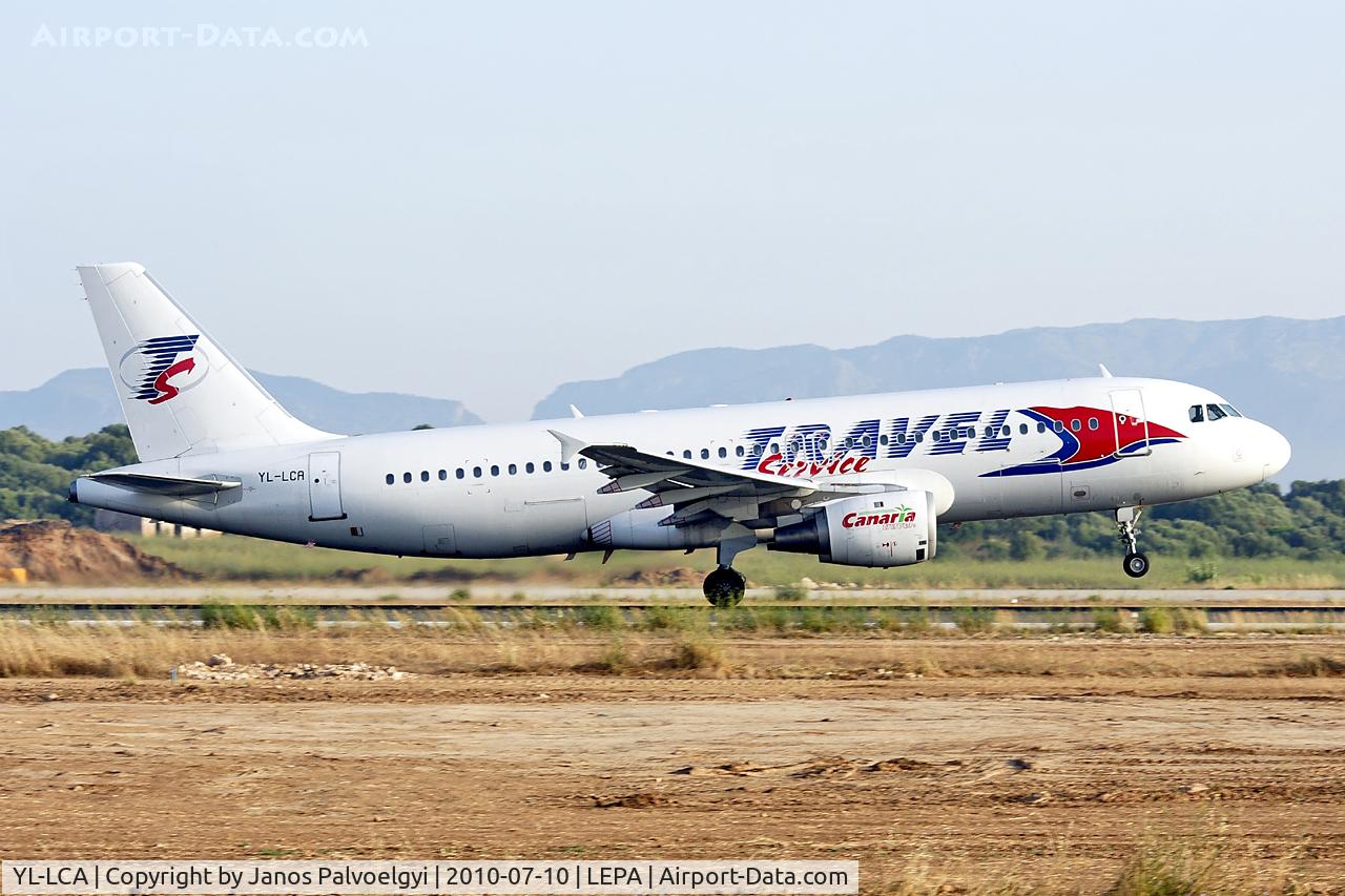 YL-LCA, 1992 Airbus A320-211 C/N 333, Travel Service (LatChater Airlines) Airbus A320-211 take-off in PMI/LEPA