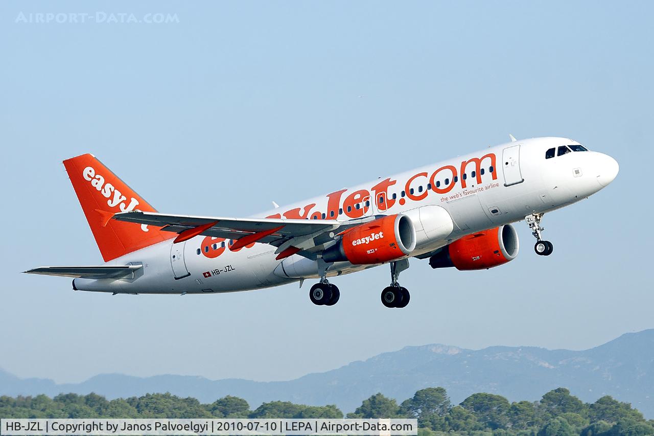 HB-JZL, 2004 Airbus A319-111 C/N 2353, EasyJet Airline Airbus A319-111 take-off in PMI/LEPA