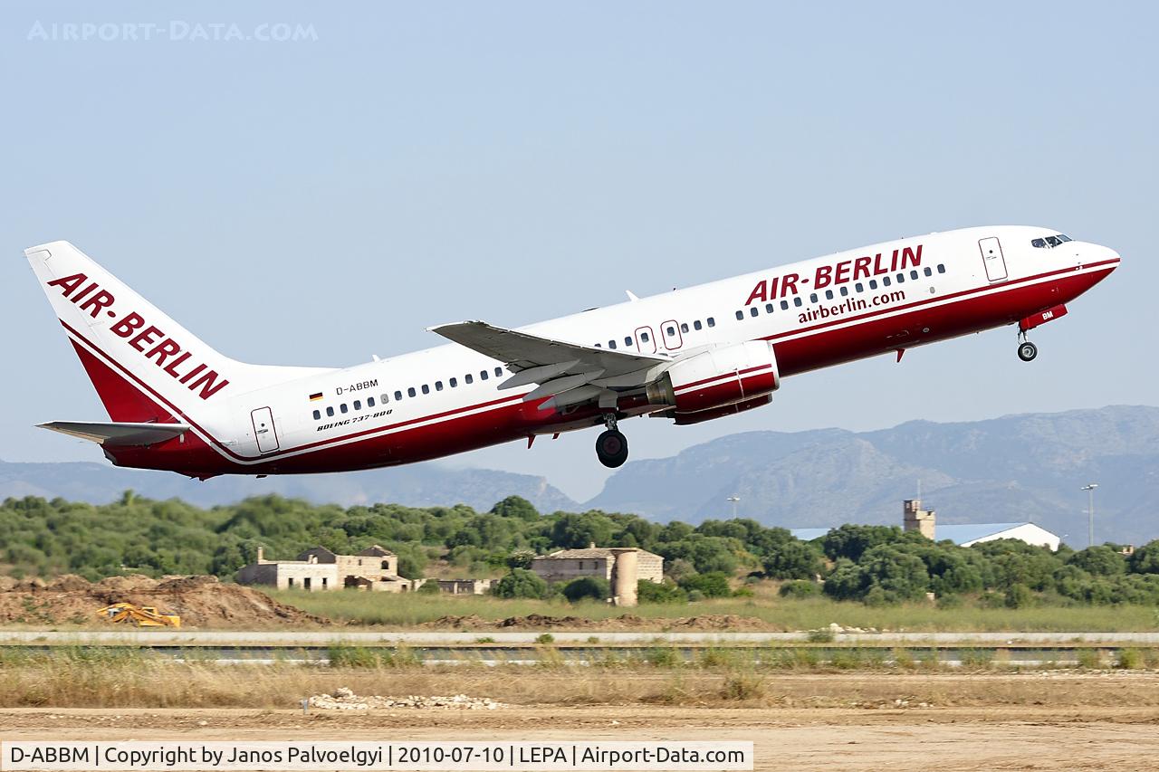 D-ABBM, 1998 Boeing 737-85F C/N 28823, Air Berlin Boeing B737-85Ftake-off in PMI/LEPA