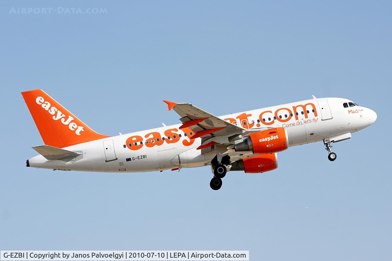 G-EZBI, 2006 Airbus A319-111 C/N 3003, EasyJet Airlines Airbus A319-111 take-off in PMI/LEPA